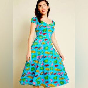 Collectif blue summer floaties dress medium